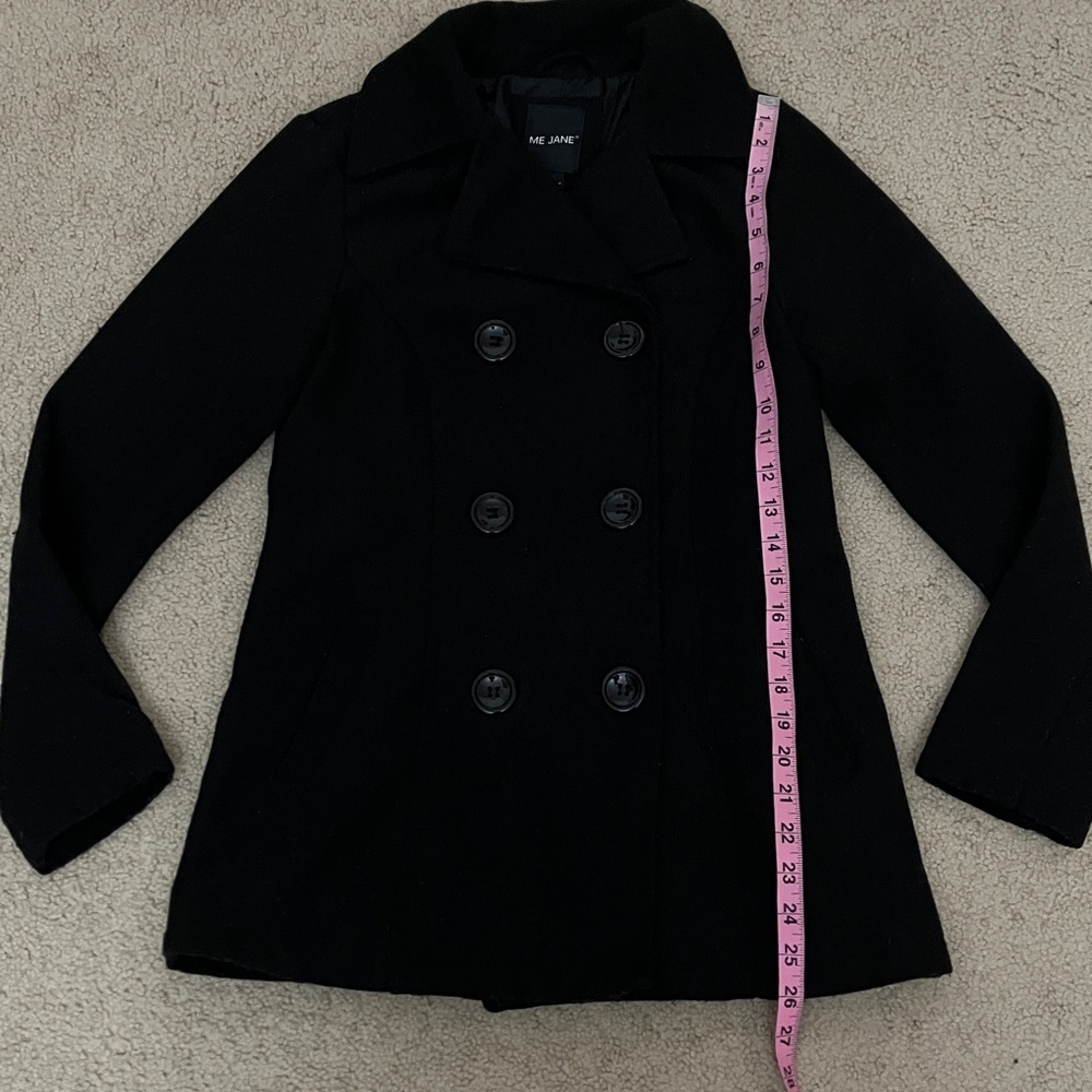 Wool Blend Pea Coat, Tapered Fit, Double breasted, Winter warmth, xs - Picture 2 of 5